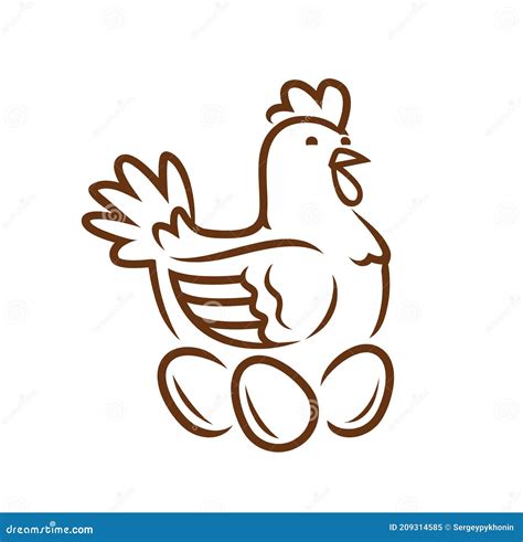 Hen Laying Eggs In Nest Chicken Logo Or Symbol Vector Stock Vector