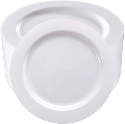 Iooooo 50 Pieces White Plastic Dinner Plates 1025 Inch For Only 6