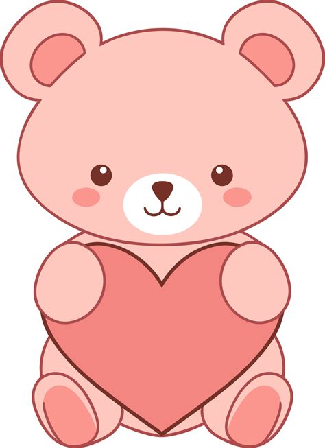 Ai Generated Cartoon Cute Pink Teddy Bear Holding Heart 27141780 Png