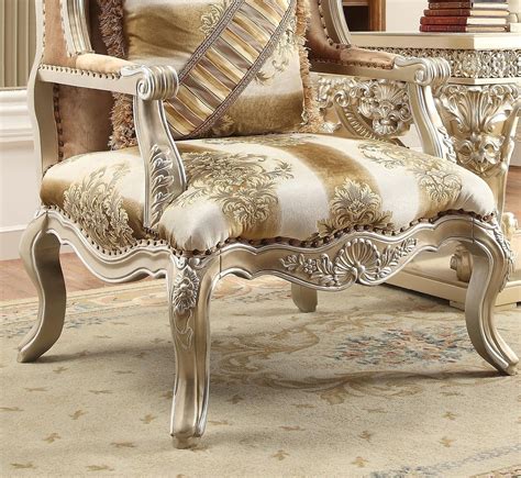 Belle Silver Chenille Sofa Set 3pcs Carved Wood Traditional Homey