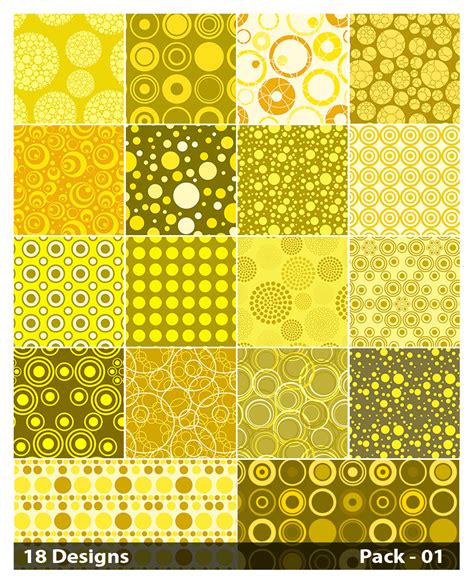 18 Yellow Seamless Circle Pattern Vector Pack 01