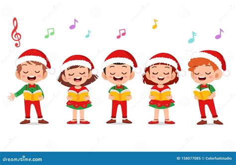 Happy Kids Christmas Sing Musical Stock Vector Illustration Of