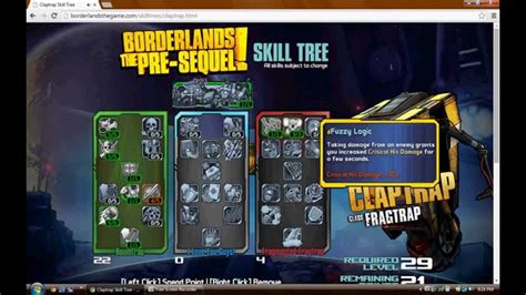 Borderlands The Pre Sequel Claptrap Skill Tree Setup Youtube