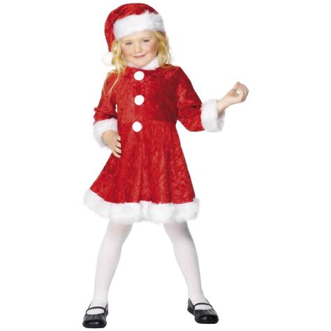 Mini Miss Santa Costume Girls Christmas Elf Mrs Claus Fancy Dress Large
