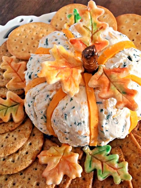 Cheddar Chive Pumpkin Shaped Cheese Ball Recipe Fall Recipes