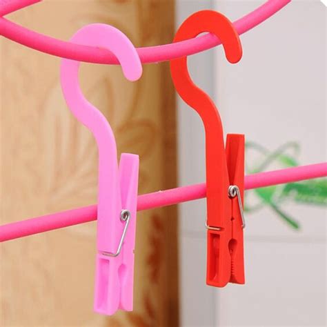 6 Piece Laundry Hooks Plastic Clothes Pins Dry Drip Hanging Hanger