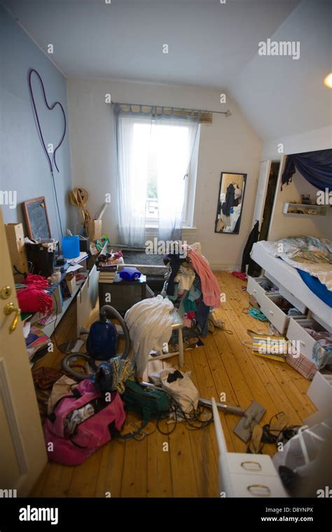 Messy Bedroom With Scattered Items Stock Photo Alamy