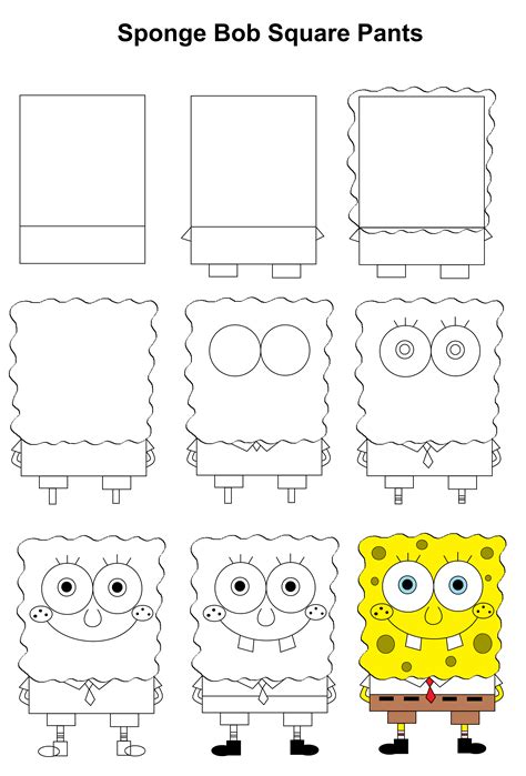 How To Draw Spongebob Squarepants Characters Step By Step Easy How Do