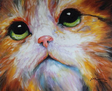 Daily Paintings ~ Fine Art Originals By Marcia Baldwin Green Eyed Tabby Original Oil Painting