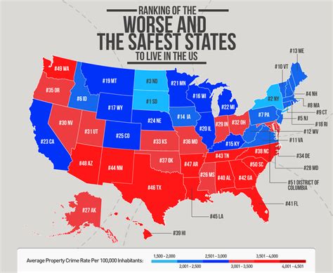 [oc] ranking of the worse and safest states to live in the us dataisbeautiful