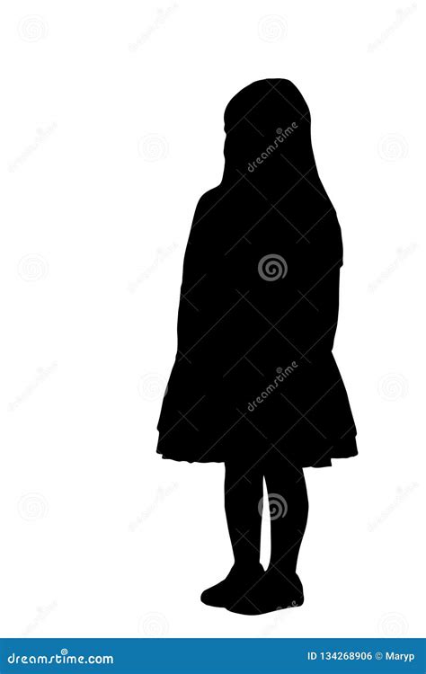 Silhouette Of A Little Girl Stock Vector Illustration Of Front