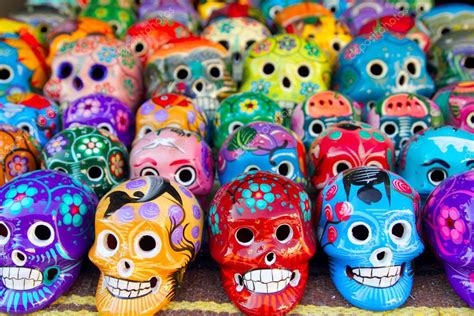 Aztec Skulls Mexican Day Of The Dead Colorful Stock Photo By