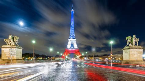 Photos Paris Eiffel Tower France Roads Night Street Lights 1920x1080