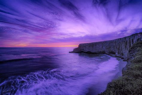 Purple Sunset Over Ocean Image Id 201878 Image Abyss