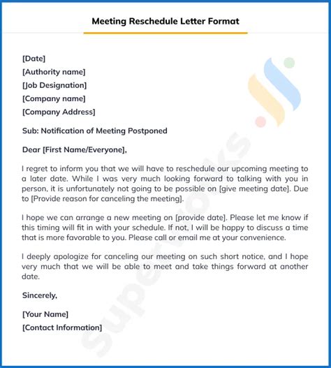 Perfect Meeting Reschedule Letter Guide Superworks