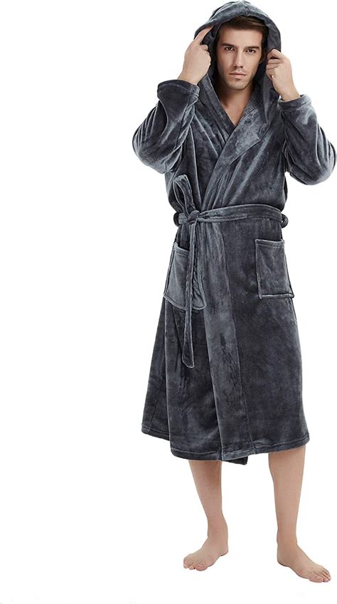 Amazon U2SKIIN Mens Fleece Robe With Mens Fleece Hooded Bathrobe
