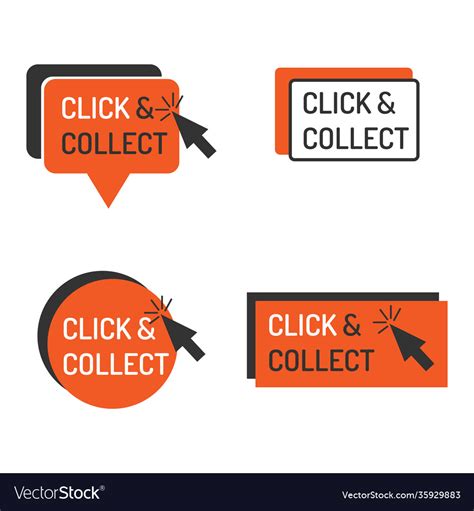 Detailed Click And Collect Sign Isolated White Vector Image