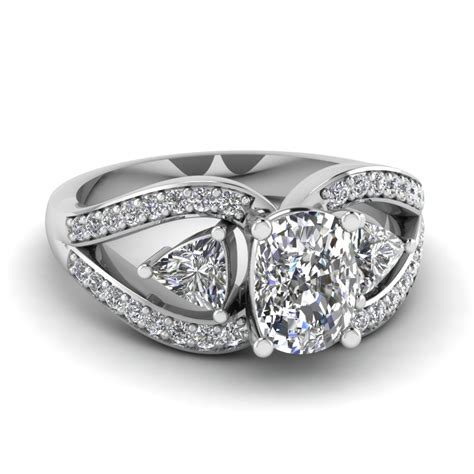 Cushion Cut Trillion Antique 3 Stone Engagement Ring In 950 Platinum