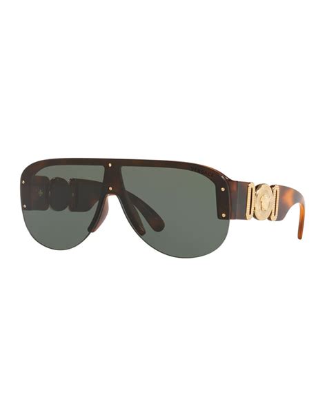 Versace Mens Semi Rimless Acetate Shield Sunglasses Neiman Marcus