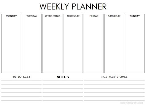 Weekly Planner Template Printable Free Blank Week Schedule Planner