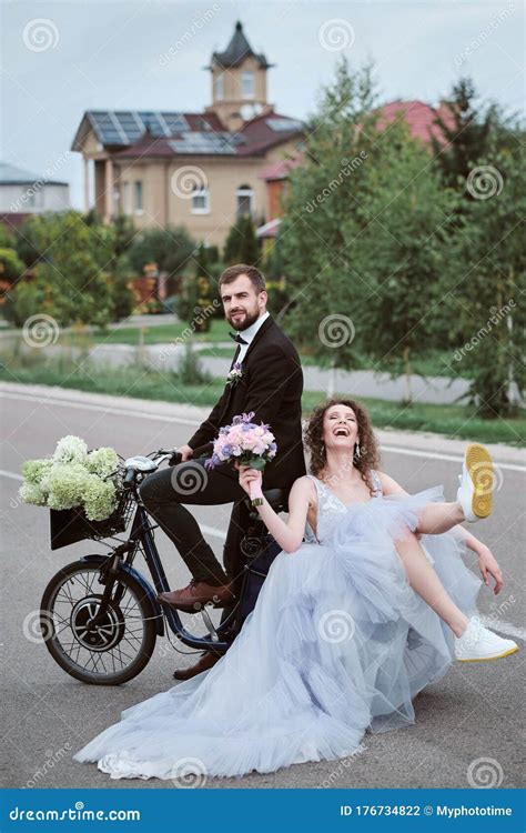 Parody And Funny Bride And Groom Happy Wedding Day Stock Photo Image