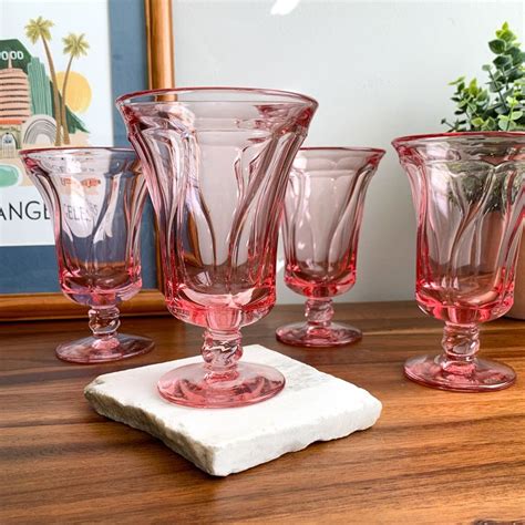 Stunning Fostoria Jamestown Iced Tea Glasses Vintage Set Of 4 Pink