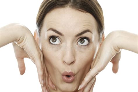 Woman Pulling A Funny Face Stock Image Image Of Holding 56740539