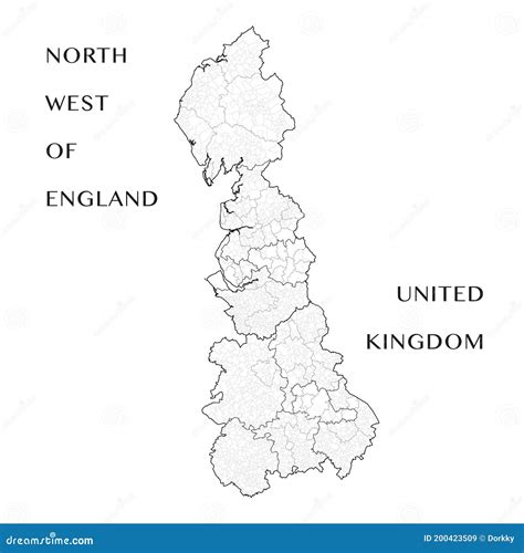 Administrative Map Of The North West Regions Of England United Kingdom