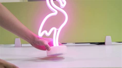 Flamingo Shape Led Neon Light With Holder Base Usbandbattery Powered Table Lamp Youtube