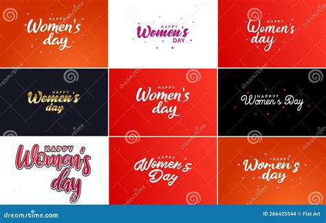 set of international women s day cards with a logo and a gradient color scheme stock vector