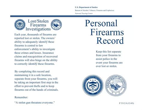Form Personal Firearms Record ≡ Fill Out Printable Pdf Forms Online