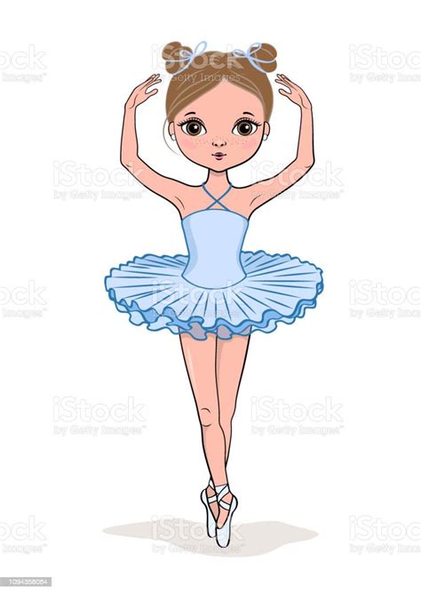 Hand Drawn Beautiful Little Ballerina Cartoon Cute Girl Vector