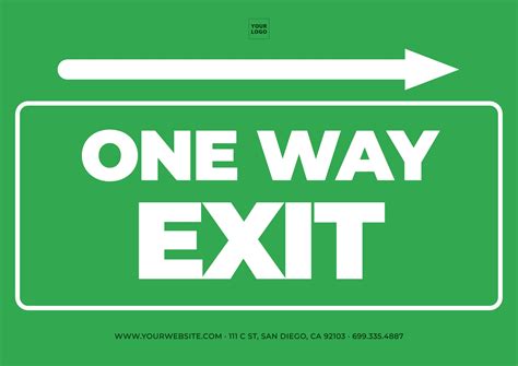 One Way Exit Template Exit Sign Exit Signs