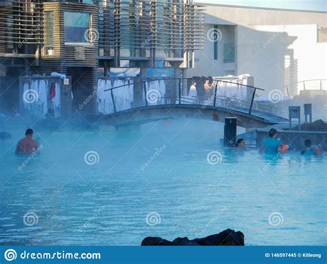 People Enjoying In The Famous Blue Lagoon Hot Springs Editorial Image