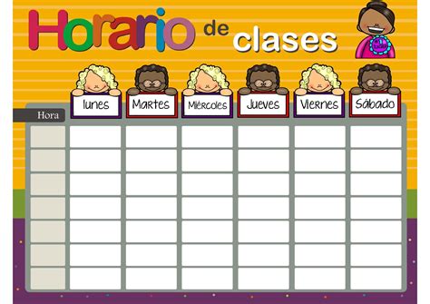 Horario Sencillo Para Dar El Primer DÍa Color Y Blanco Y Negro