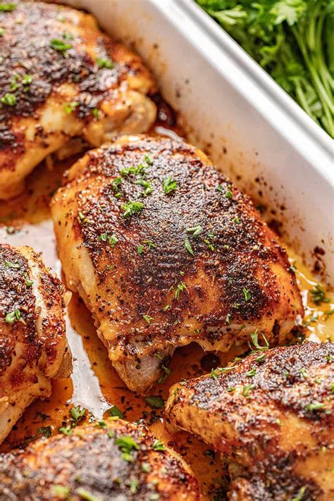 Turn pieces over, and brush again. Crispy Oven Baked Chicken Thighs