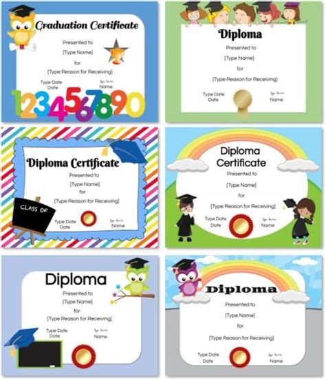 Free Preschool And Kindergarten Graduation Certificate Templates