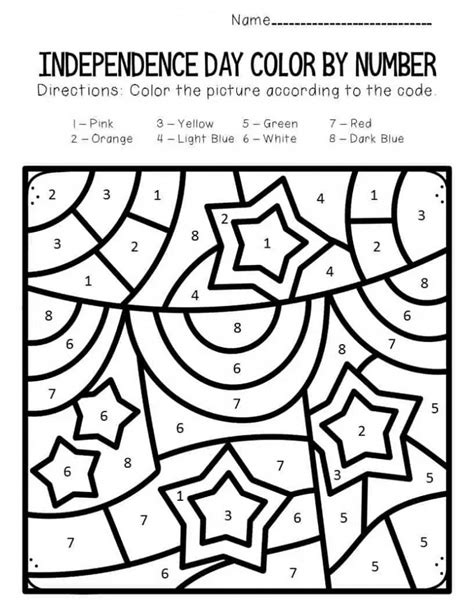 4th Of July Color By Number Worksheets 101 Coloring
