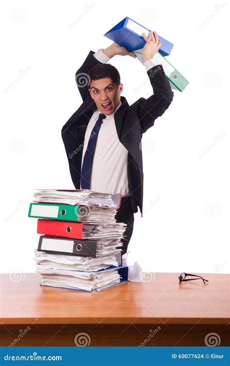Busy Businessman Under Work Stress Stock Photo Image Of Funny
