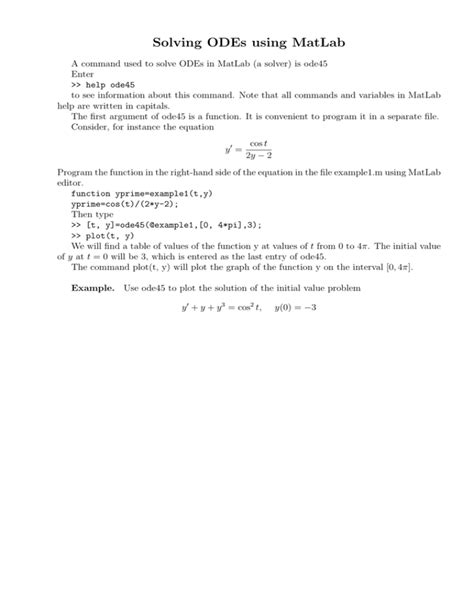 Solving Odes In Matlab Video Series Matlab Simulink