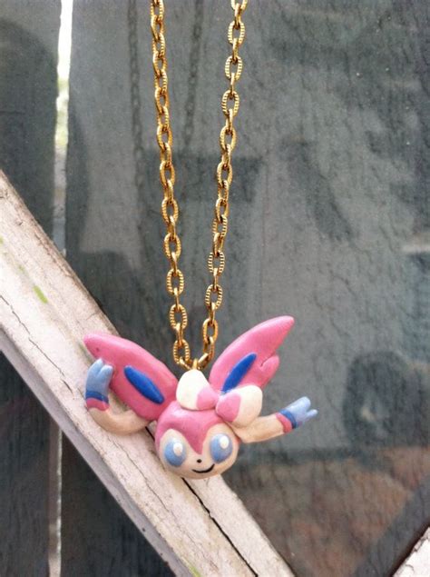 Pokemon Necklace Sylveon Polymer Clay Charm Etsy Clay Crafts