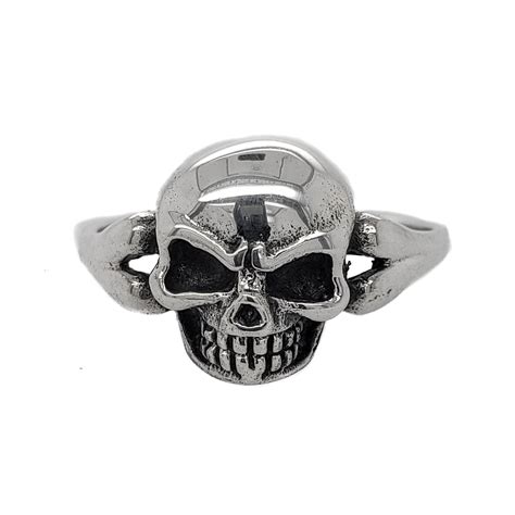 Sor549w Sterling Silver Womens Skull Ring