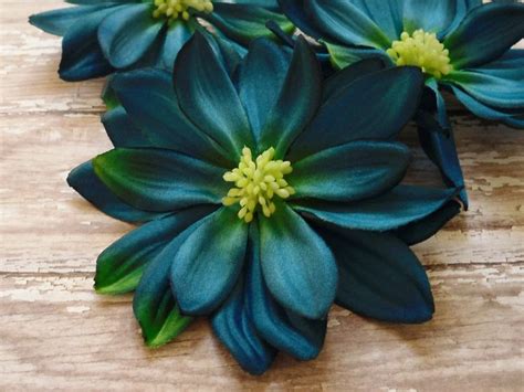 The style is modern and the flower arrangement comes ready to display out of the box, our products are packaged with care in specially designed boxes which keep. Silk Flowers - THREE Large Teal Blue Dahlias - 4 Inches ...