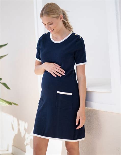 Navy A Line 60s Maternity To Nursing Shift Dress Seraphine