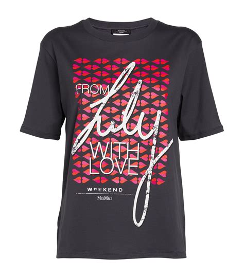 Weekend Max Mara Grey From Lily With Love Printed T Shirt Harrods Uk