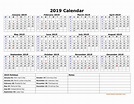 Free Download Printable Calendar 2019 with US Federal Holidays, one ...