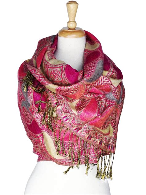 Pashmina Paisley Pattern Tow Layered Woven Pashmina Shawl Scarf Wrap Stole Walmart Com