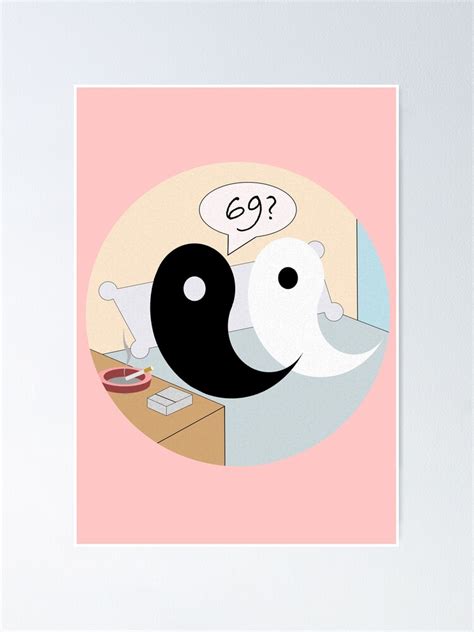 69 Love Sex Position Funny Cartoon Draw Illustration Joke Ying Yang Poster For Sale By