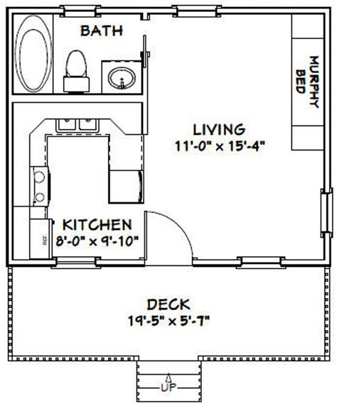20x16 Tiny House 1 Bedroom 1 Bath 320 Sq Ft Pdf Floor Etsy Small
