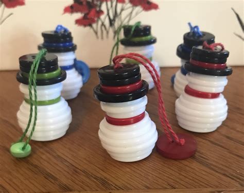 Handmade Snowmen Button Ornaments Free Shipping Etsy In 2020